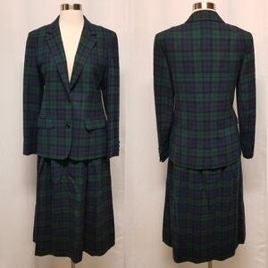 Vintage 70s Pendleton Wool Suit Authentic Black Watch Tartan Plaid Academia Sm